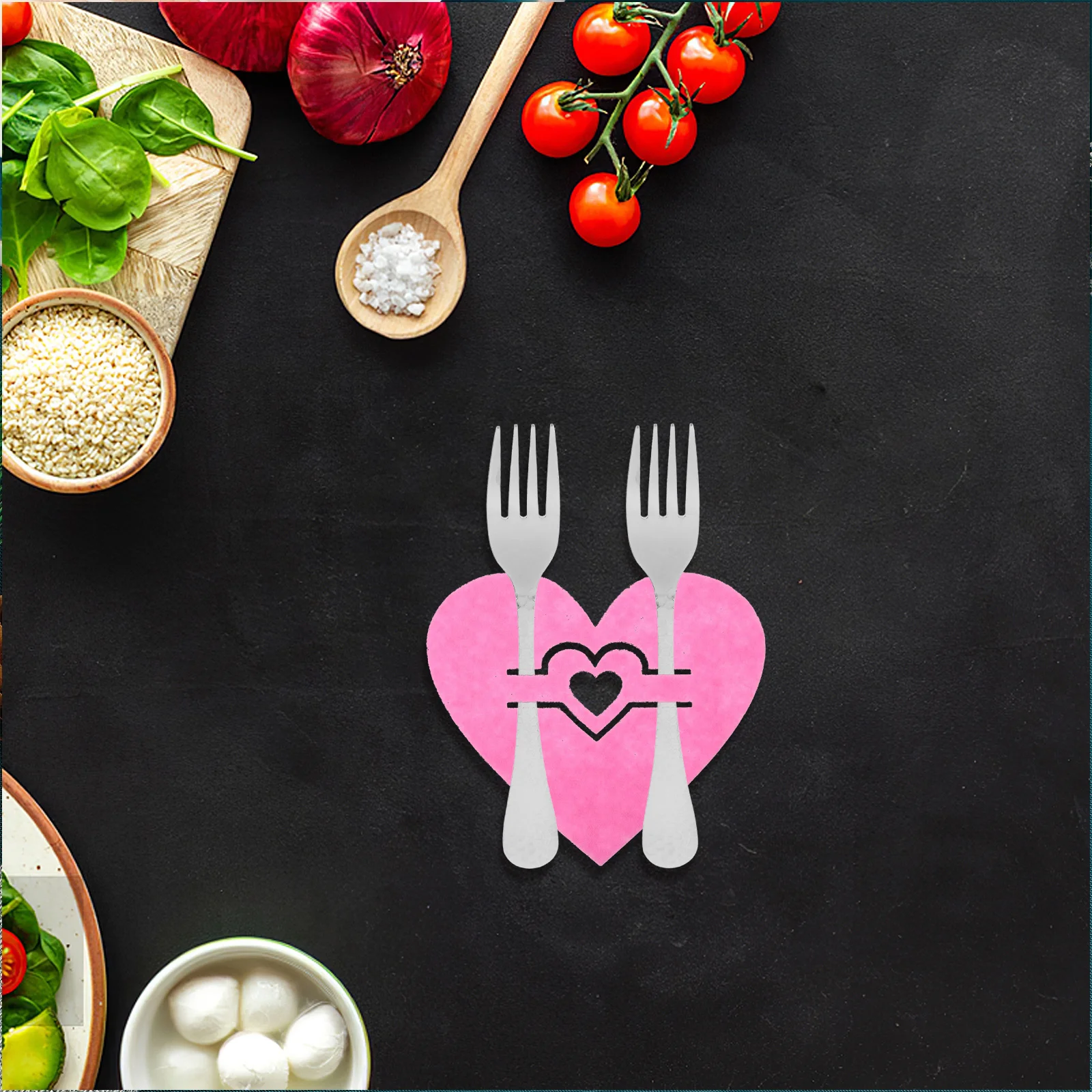 4 pçs coração faca e garfo saco talheres bolso casamento talheres bolsos em forma bolsa titular conjunto