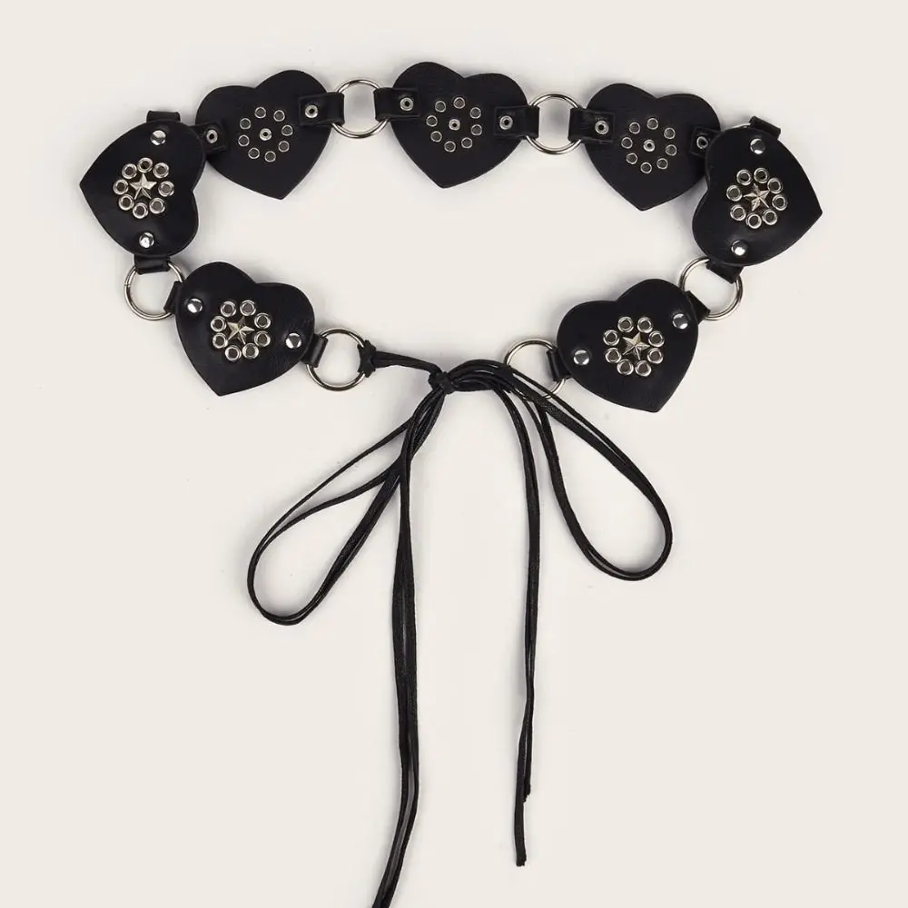 

Ретро металлический ремень с заклепками Spice Girls, широкий пояс с сердечками Y2K, корейский стиль, пояс из искусственной кожи, джинсы, декоративные