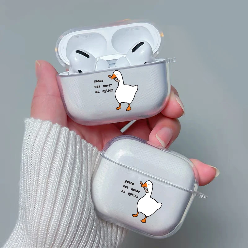 Cute Cartoon Duck Earphone Cases For Airpods 4th 2 1 3 Pro 2  Headphone Cover For Apple Air Pods Pro Airpods3 Clear Shell Fundas