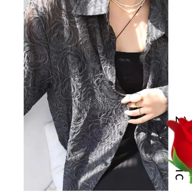 

Женская прозрачная блузка Emed с длинными рукавами, свободного кроя, для защиты от солнца