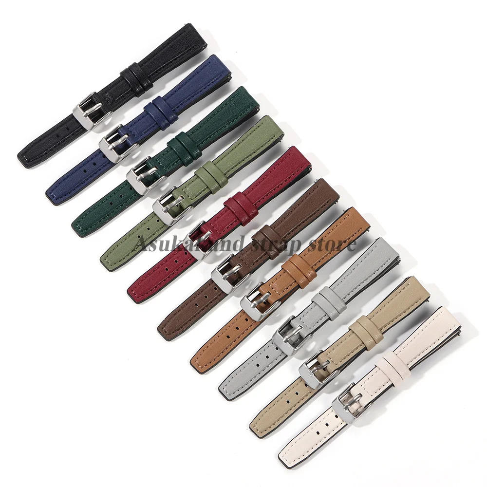 10mm 12mm 14mm 16mm Quick Release Ultra-thin Leather Watch Band for Seiko for Lola Rose Silicone Wristbelt Women Men Watchstrap