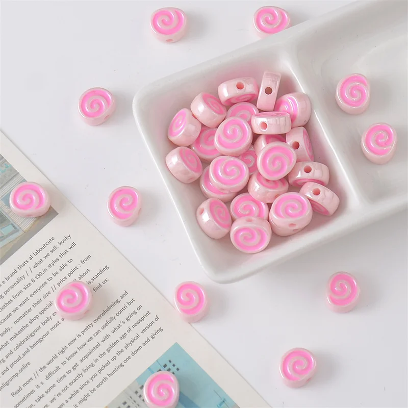 12MM Acrylic Dopamine UV Swiss Roll Beads Loose Spacer Beads Handmade For DIY Making Jewelry Bracelet Necklace Accessories