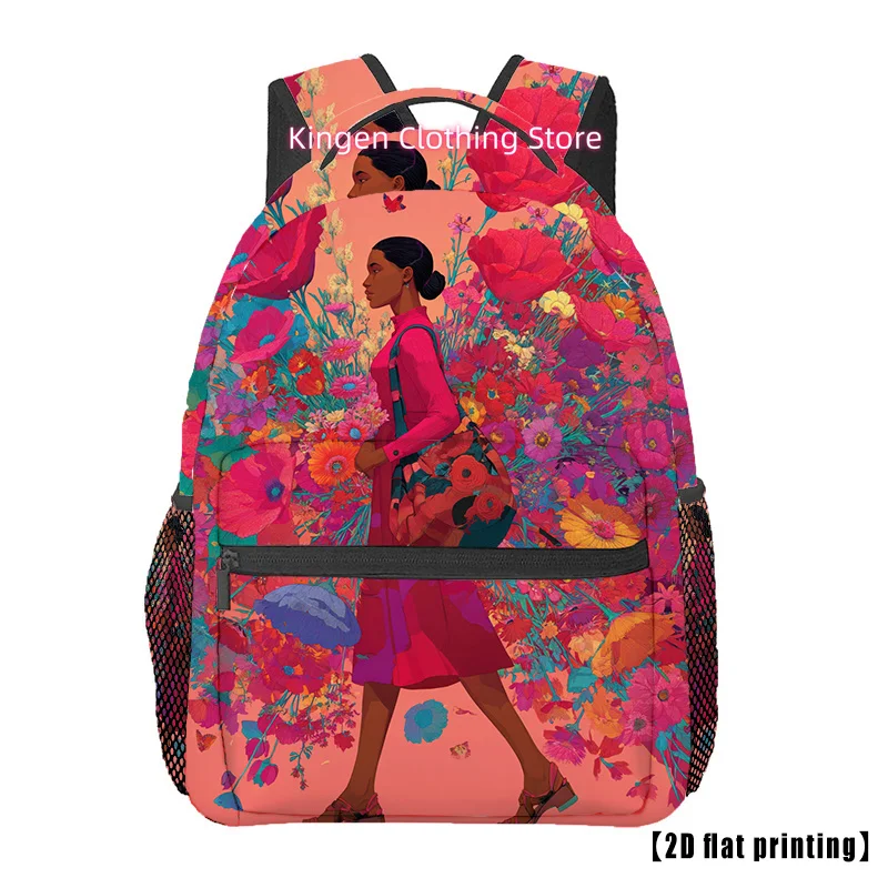 Men's & Women's Large Capacity Lightweight Backpack with Floral Print - 15-Inch Laptop Compartment, 20 Flat Printing Colors, Pad