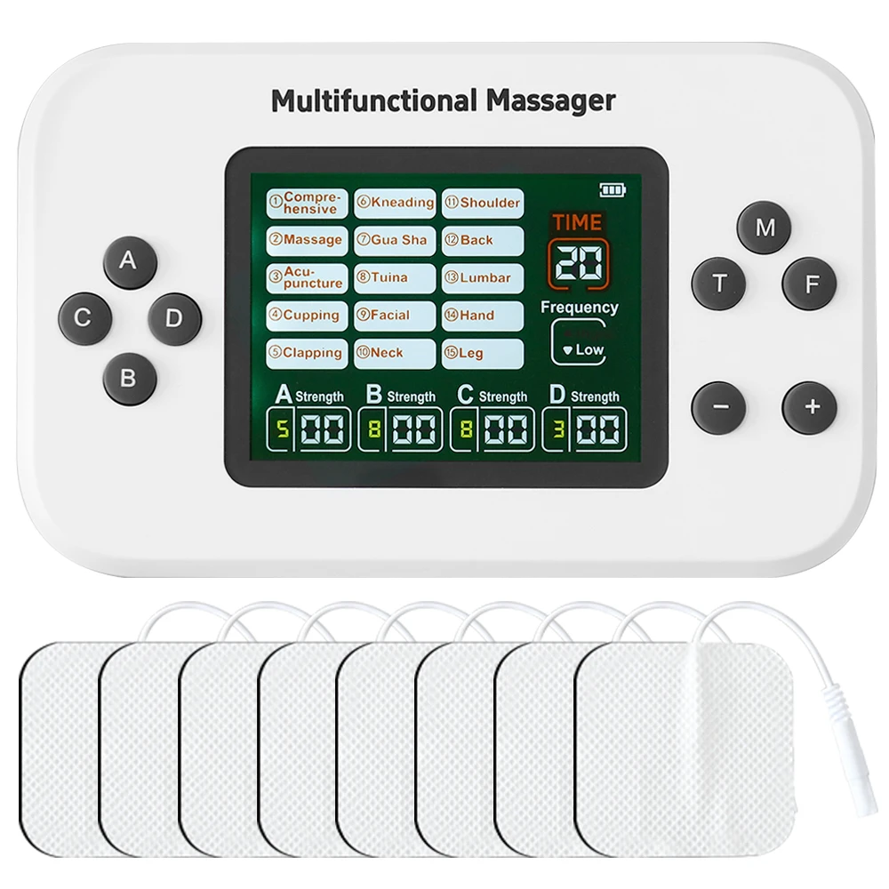 

Электрический стимулятор мышц Tens Relax, 4 выхода, EMS, иглоукалывание, массаж тела, цифровая терапия, машина для похудения, электростимулятор