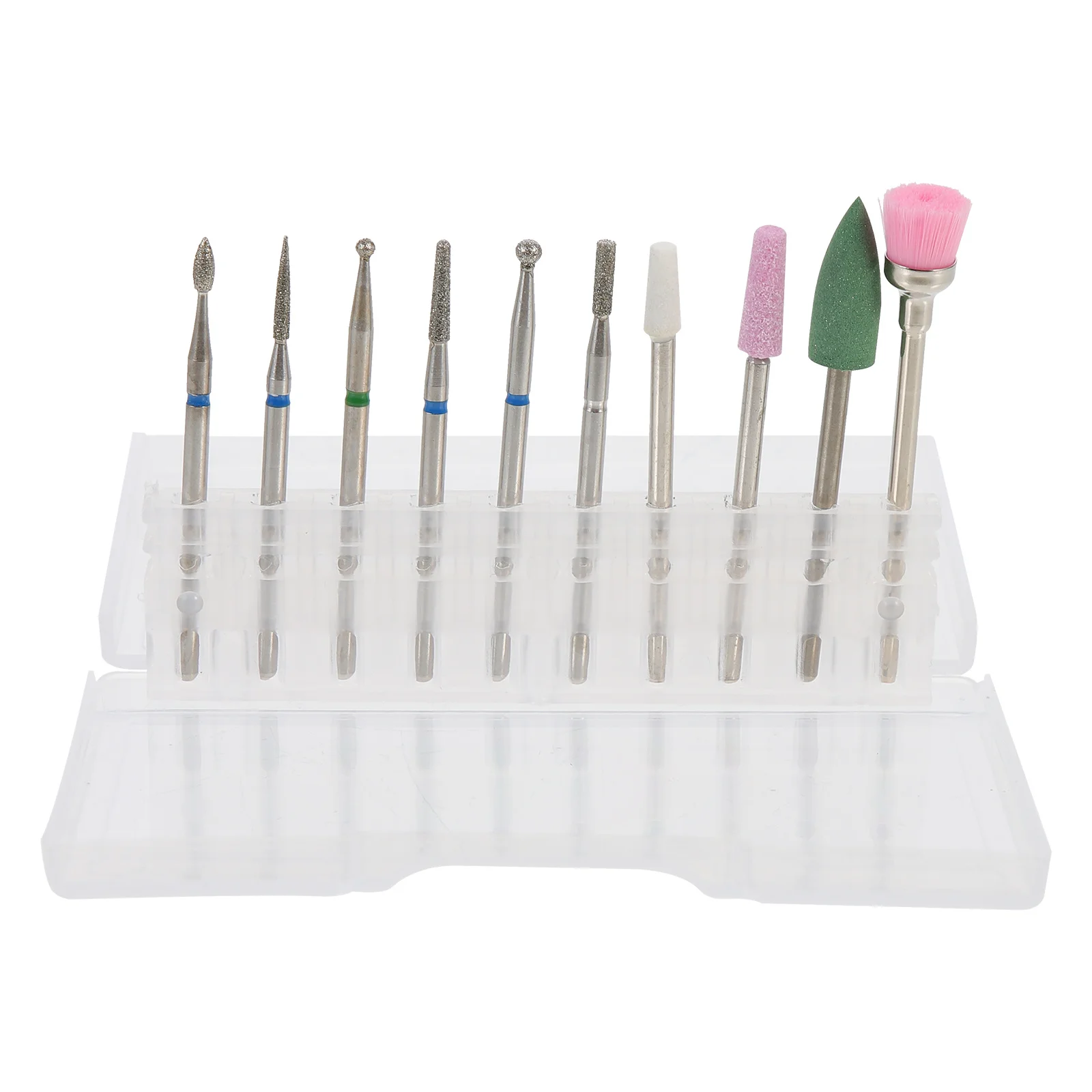 10 pezzi testine per lucidatura per nail art testine per manicure di alta qualità rimuovi la pelle morta punte professionali veloci per trapano per unghie compatte