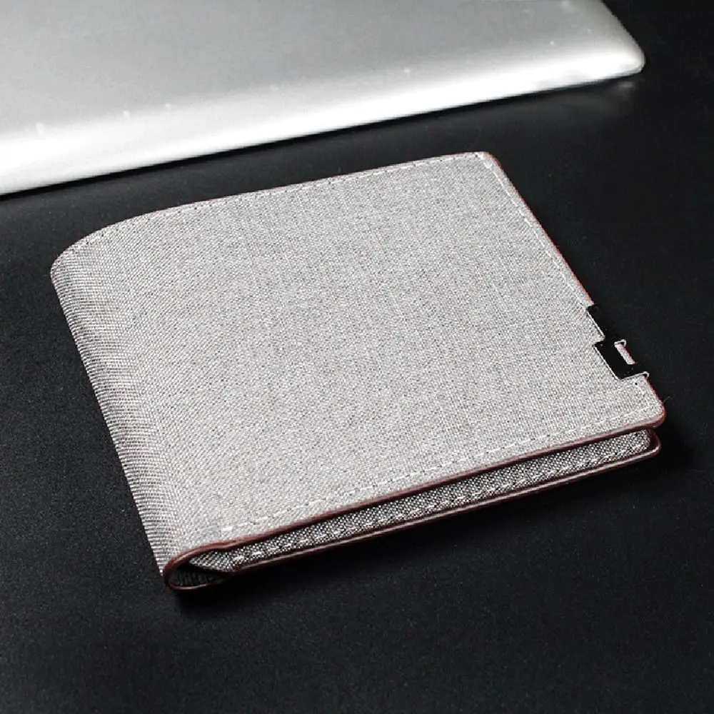 Men Slim Wallet Short Men's Wallet Canvas Multi Card Position Money Purses Wallet Pouch Student