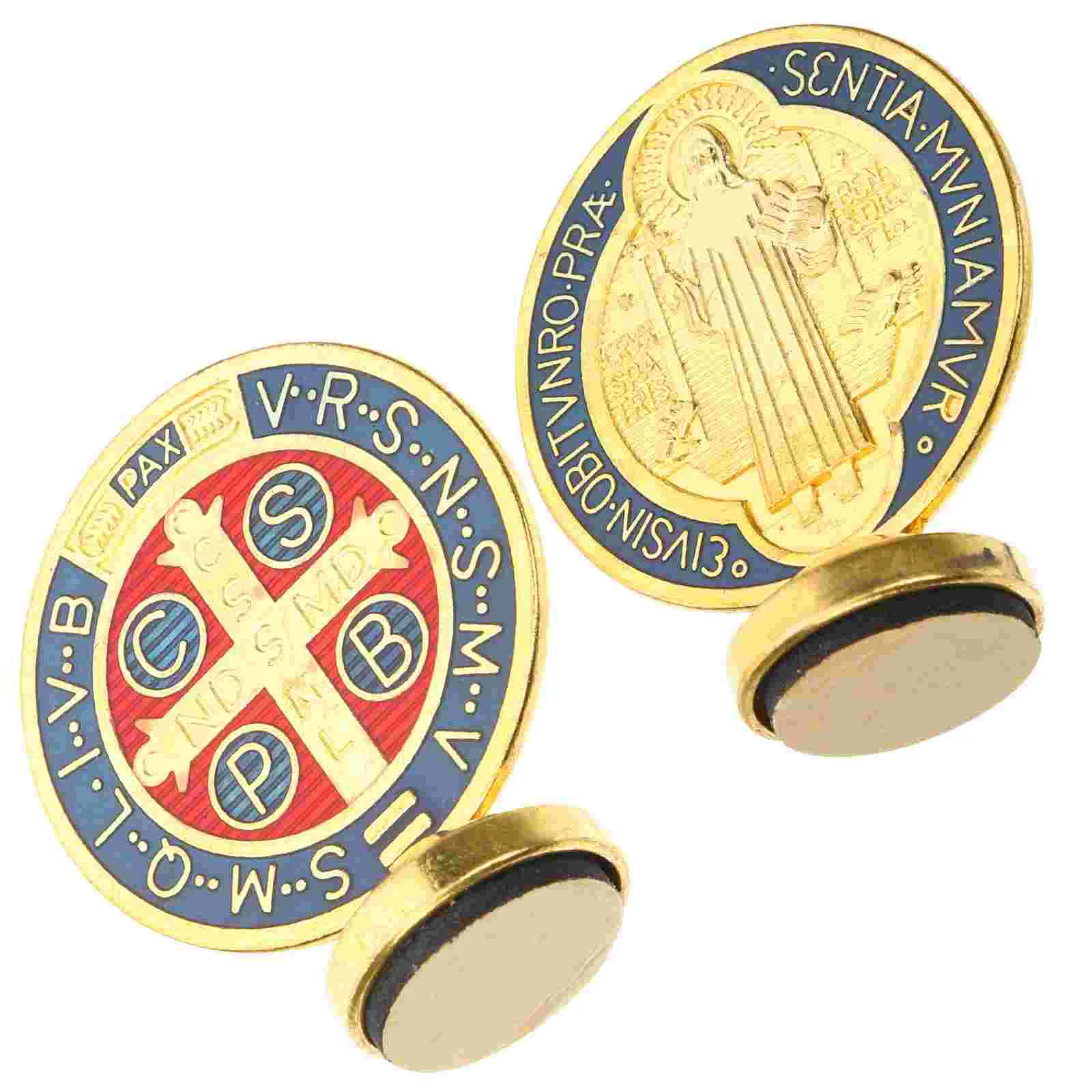 

2 Pcs Car Saint Benedict Ornaments Man Red Christmas Tree Religious Alloy Scene