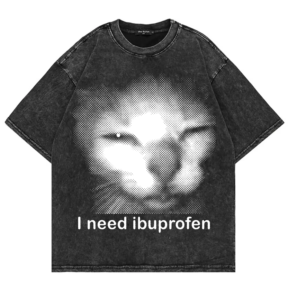 Y2k Funny Smoking Cat T Shirt Vintage Washed Tees Fashion Cool Cat Joke Oversize Loose Acid Wash T Shirts Casual Oversized Tees