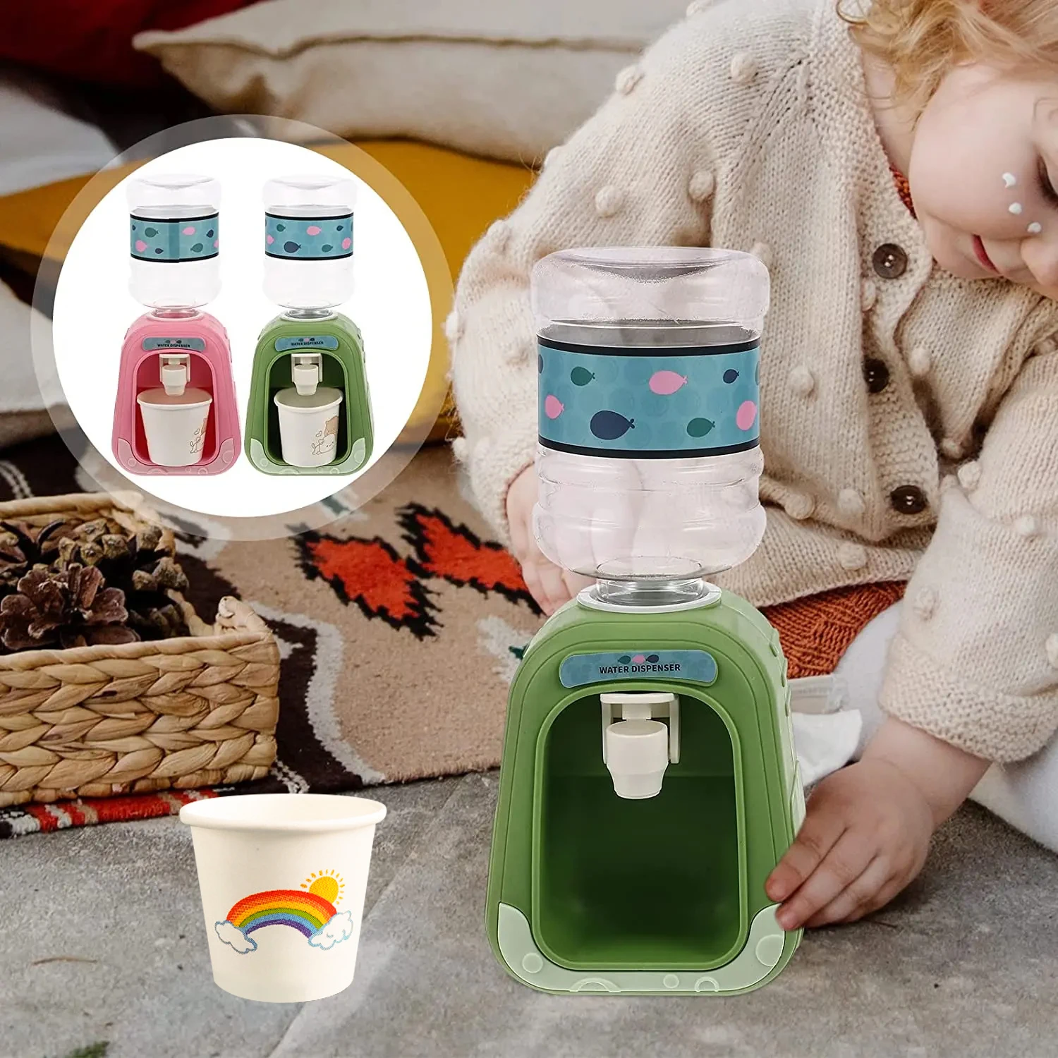 ألعاب موزع مياه صغيرة للأطفال ألعاب محاكاة المطبخ الكرتونية نافورة شرب المياه مونتيسوري ألعاب المطبخ التظاهرية