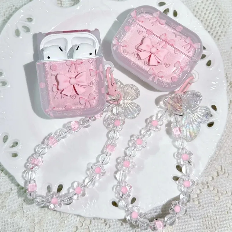 ل أبل AirPods 4 2 1 Pro2 الفاخرة القوس تصميم سماعة لاسلكية تعمل بالبلوتوث حقيبة سماعة الاذن واقية مع حزام قلادة ل AirPods 3 حالة