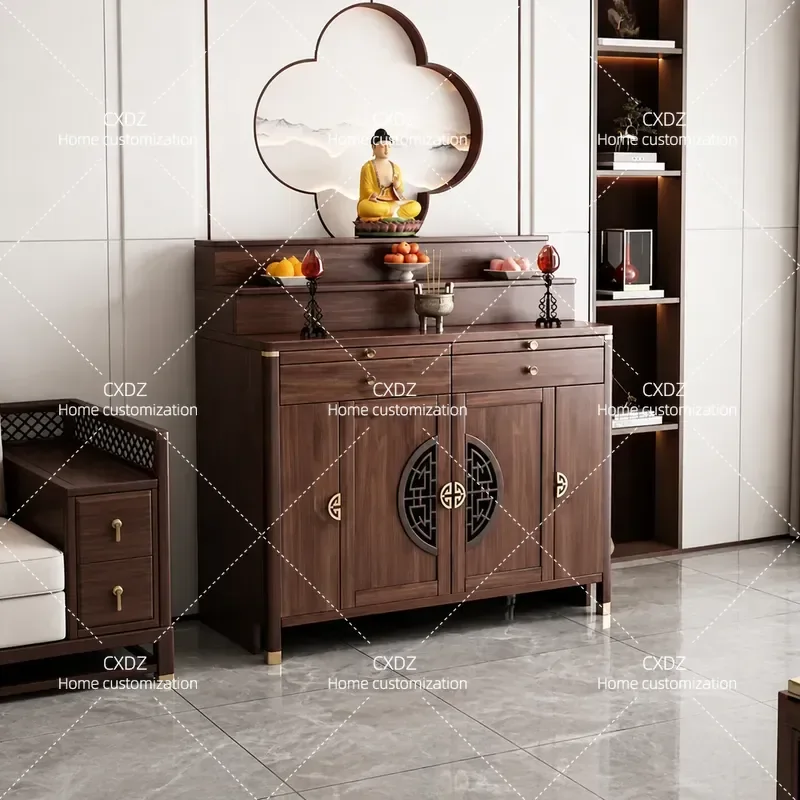 Solid Wood Offering Table New Chinese Style Living Room Buddhist Niche Modern Simple Three Layer God of Wealth Incense Stand