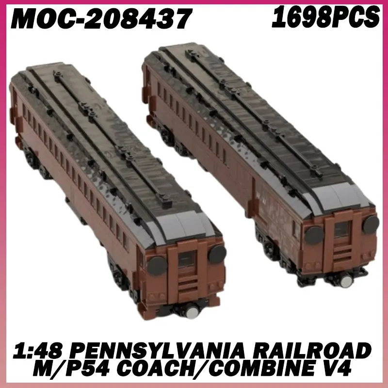 1698PCS MOC-208437 1:48 Pennsylvania Railroad M/P54 Coach/Combine v4 High fidelity building block model DIY Model, , Toys Gifts