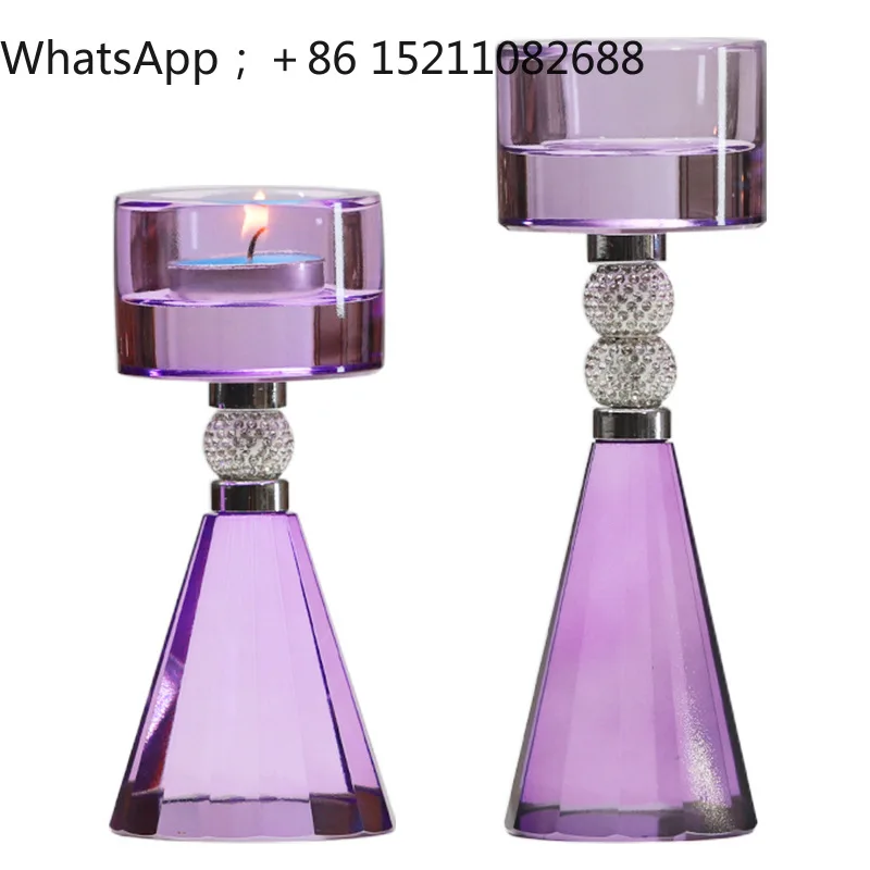 QJ Modern Home Decor Crystal Candle Holder Restaurant Crystal Candle Holder Ornament