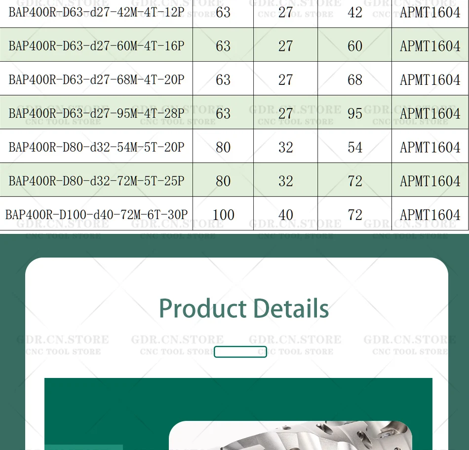 BAP BAP400R 400R Spiralförmiger Schneidkopf für Maisfräser. Verwendet für APMT APMT1604 1604 1135 Wendeschneidplatten für FMB FMB22 FMB27 Werkzeughalter. – Detail 14