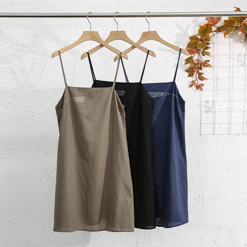 Cotton and Linen Women's Dress Casual Strapless Sleeveless Back Bandage Chic Elegant Party Club Mini Dress Boho Sundress