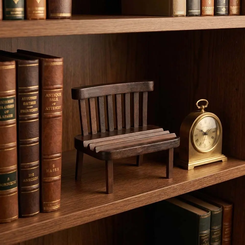 Solid Wood Chair Mobile Phone Holder Universal Portable Cell Phone Stand Creative Design Elegant Walnut Mobile Phone Stand