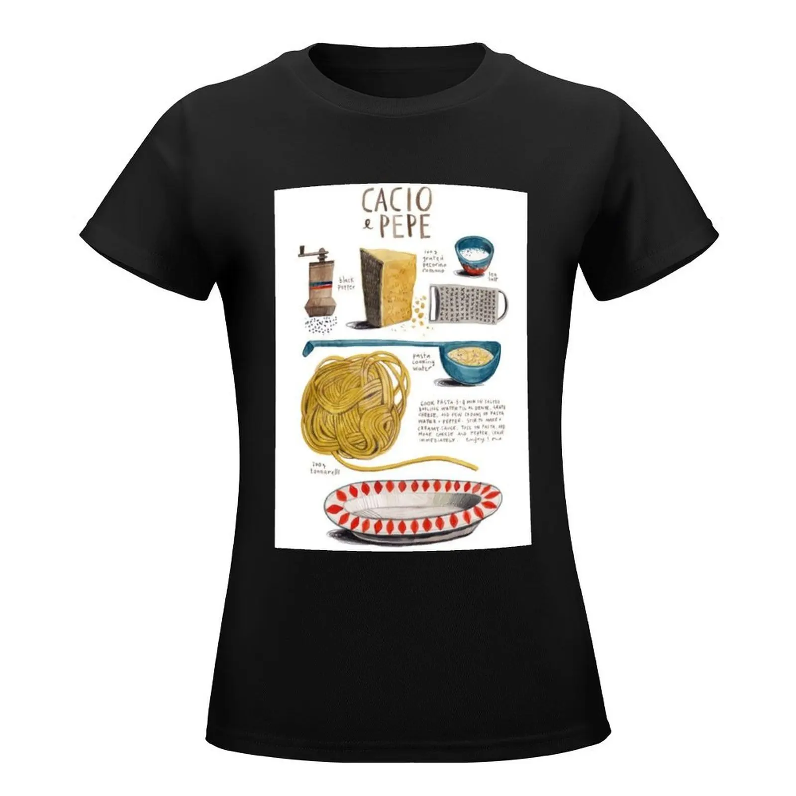 CACIO E PEPE 1 - Print of cacio e pepe - italian food - minimal design T-Shirt sublime tops cute t-shirts for Women