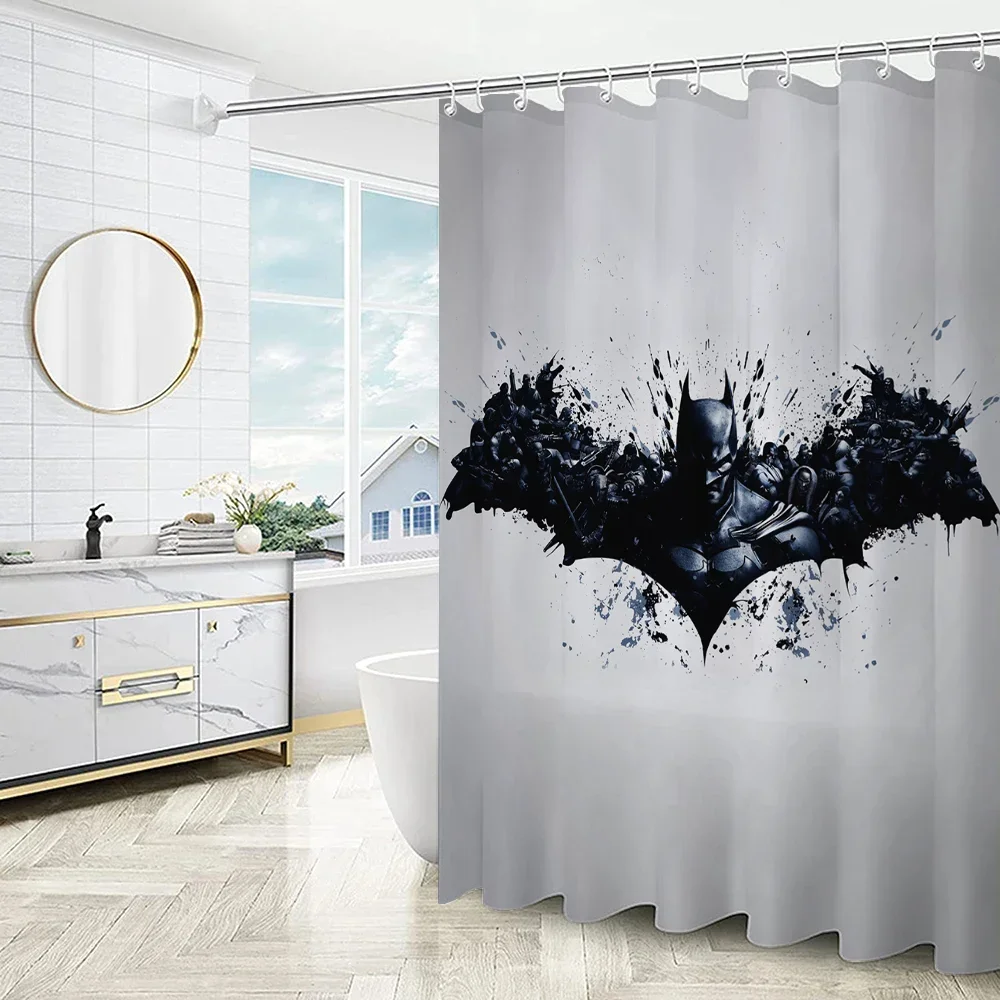 Laumango Batmans Shower Shower Curtain for Bathroom Accessories Things for the Bathroom Sets Full Set Folding Partition Curtains