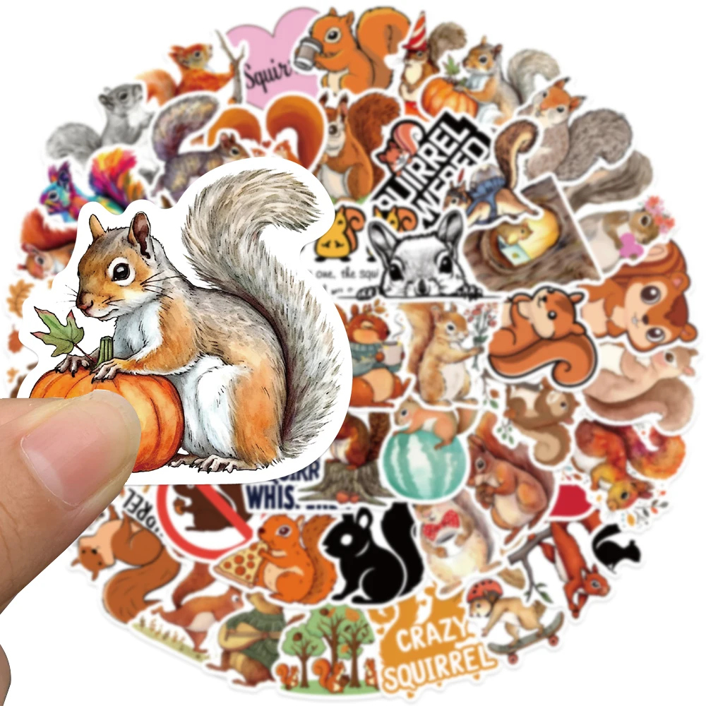 50pcs Funny Cute Cartoon Animal Squirrel Stickers For Laptop Water Bottle Luggage Notebook Phone Waterproof Graffiti Vinyl Decal