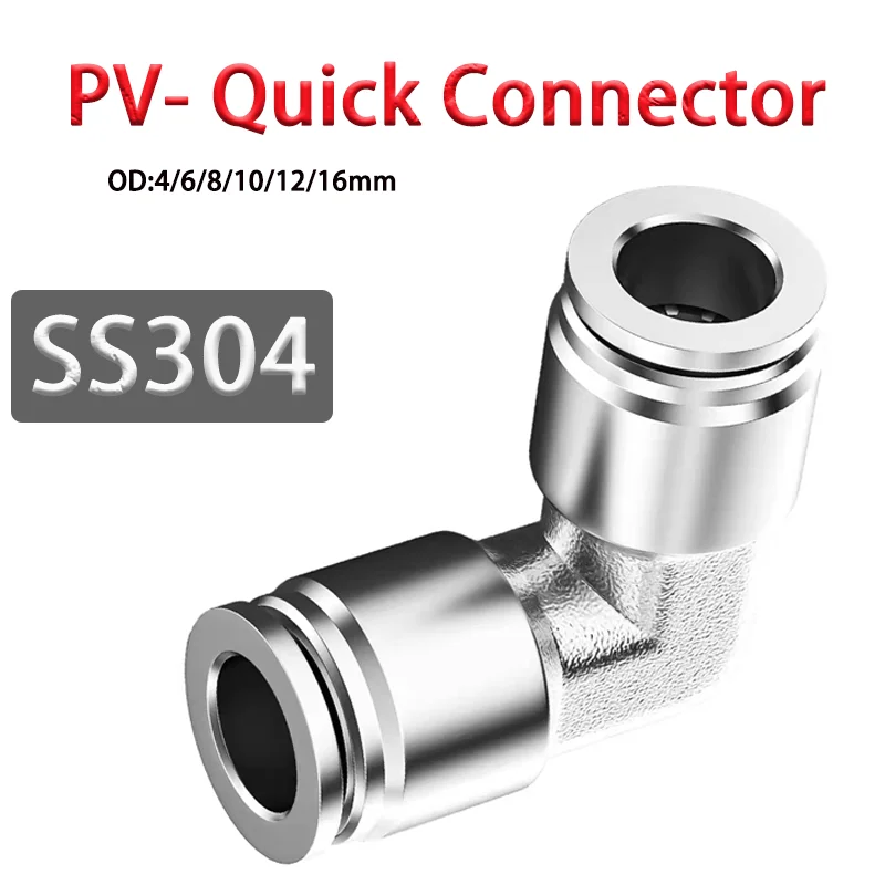 

1pcs Reall 304 Stainless Steel Air Hose Fitting Pneumatic Connector Quick Coupling PV 4 6 8 10 12 16mm Trachea Metal Fitting