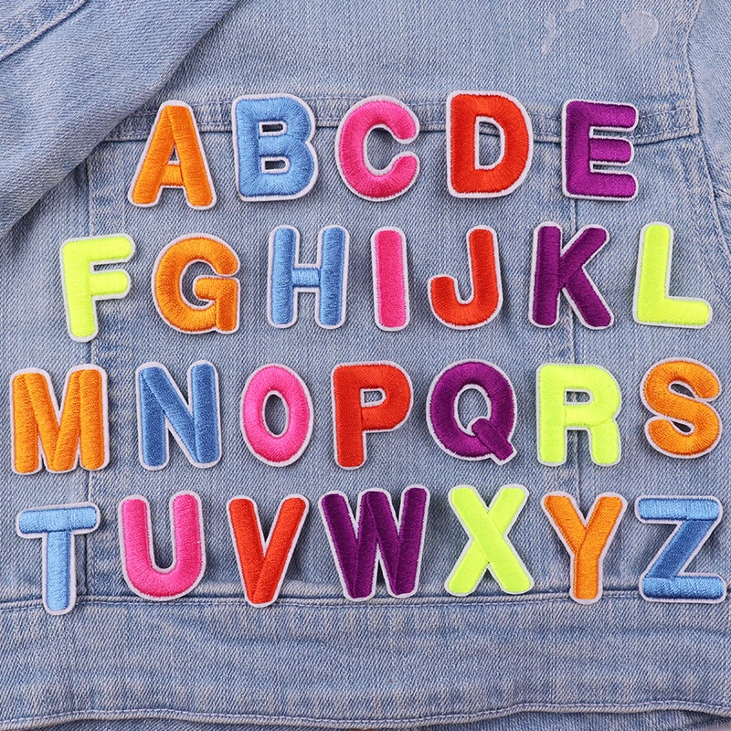 A-Z English Letter Patch 0-9 Number Embroidered Patches For Clothes DIY Shoes Jersey Uniform Hats Sew Decorate Iron On Patches