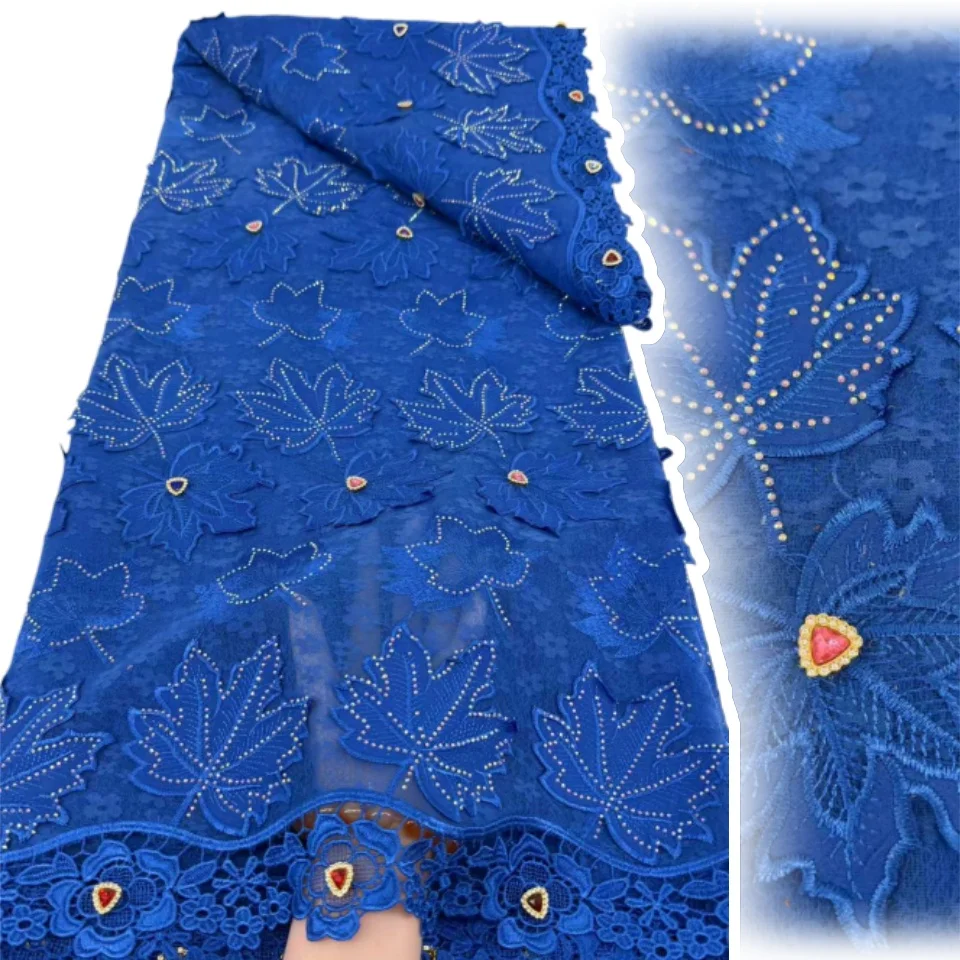 

New Chantilly Cord Laser Embroidered Swiss Voile Diamond Fabric HighQuality 5Yards Dubai Fabrics for Sewing Wedding Dress SZ1936