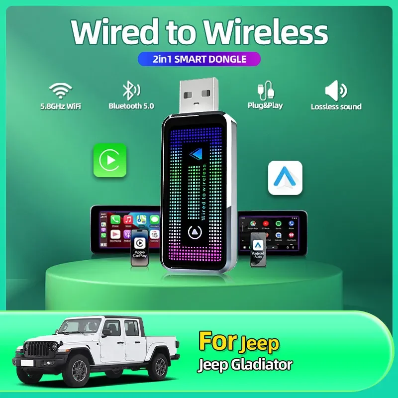 

Wireless Adapter Car Play Dongle Bluetooth WiFi Fast Connect Plug and Play for OEM Wired CarPlay Car New For Jeep Gladiator