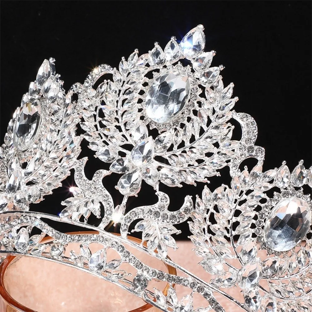 

Retro Bar Mitzvah Crown Baroque Crystal Crown Hair Hoop Headband Metal Prince Crowns Korean Style Alloy Round Tiaras Wedding
