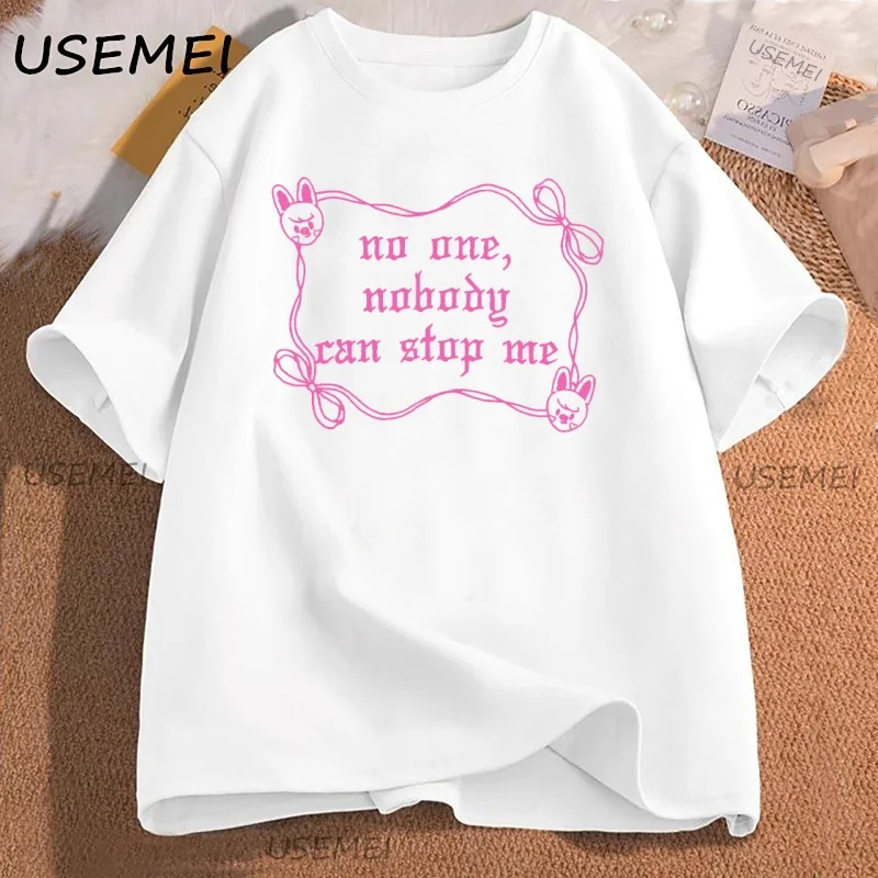 

No One Nobody Can Stop Me T-shirt Women Men Crewneck Short Sleeve Cotton Tshirt Y2k Clothes Casaul Loose Soft Tees Clothing