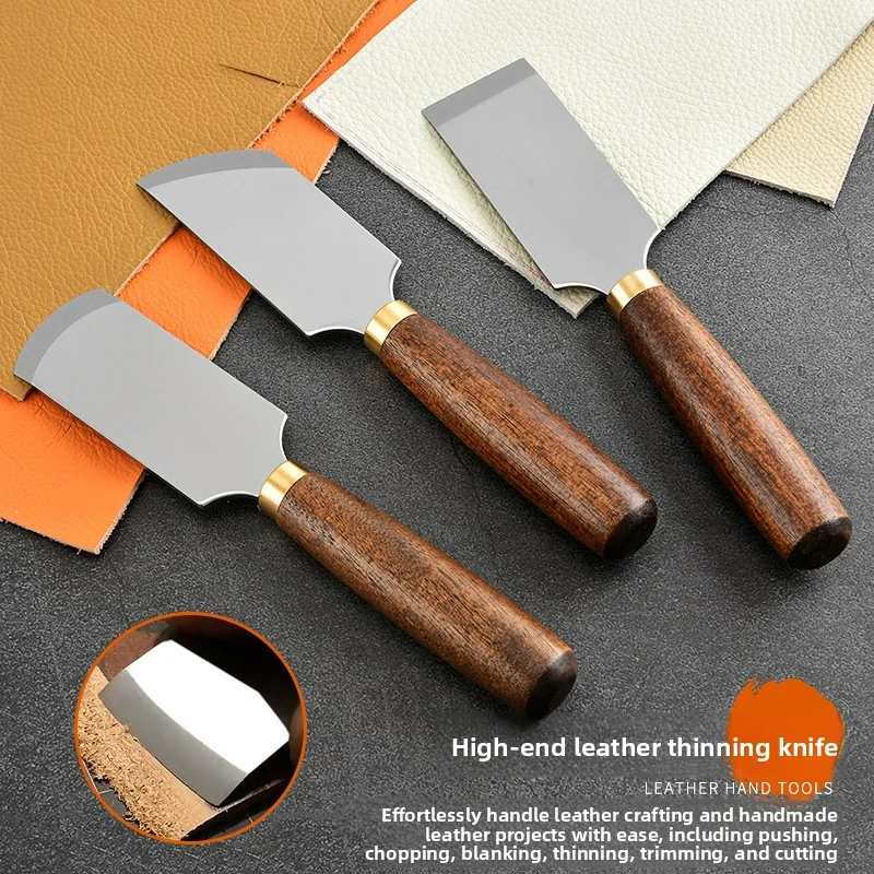 Acacia wood handle thinning knife, leather leather knife, leather art, leather trimming, tailoring, leather edge cutting blade