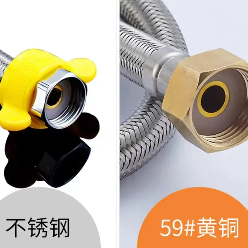 G1/2 Inch 20-200cm Long Plumbing Explosion-Proof Flexible Stainless Steel Nylon Braided Hose Bathroom Tap Faucet Sink Pipe