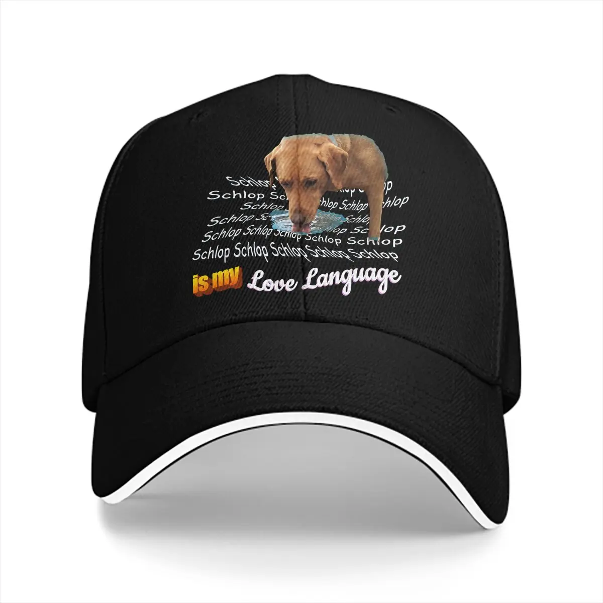 

Meme Multicolor Hat Peaked Men's Cap Schlop Is My Love Language Dog Drinking Water Personalized Visor Protection Hats