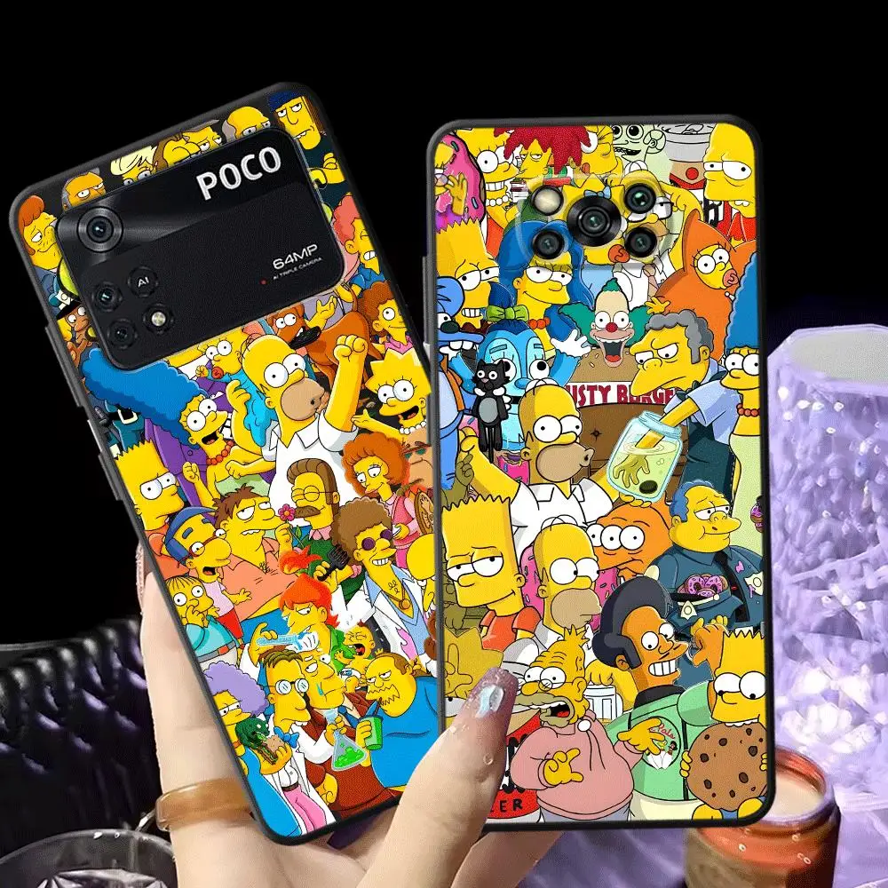 Schwarze Handyhülle für Xiaomi Poco F8 C61 M5 F1 M3 M4 M7 Pro C50 X3 X4 X5 X7 Pro C75 F3 C71 The Simpsons Cartoon