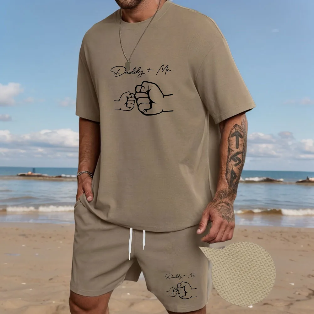 

Summer Men's City Street Leisure Sports 2-piece Set Summer Fashion Round Neck Short sleeved T-shirt and Shorts Men's Set