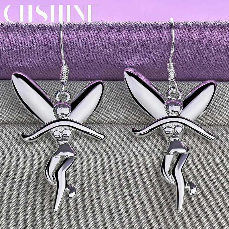 

CHSHINE 925 Sterling Silver Angel Earrings For Women's Wedding Party Fashion Charm Eardrop Jewelry