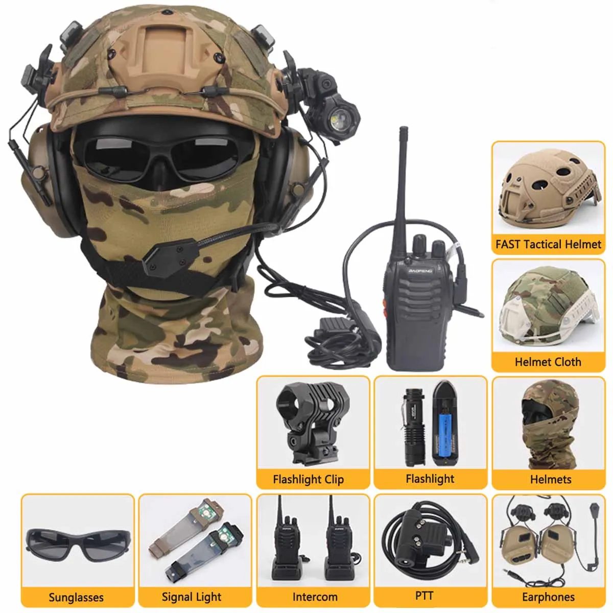 

Children's Tactical Helmet Set With NVG Bracket & Goggles & Flashlight & Signal Light For Airgun Paintball Shooting Movie Props