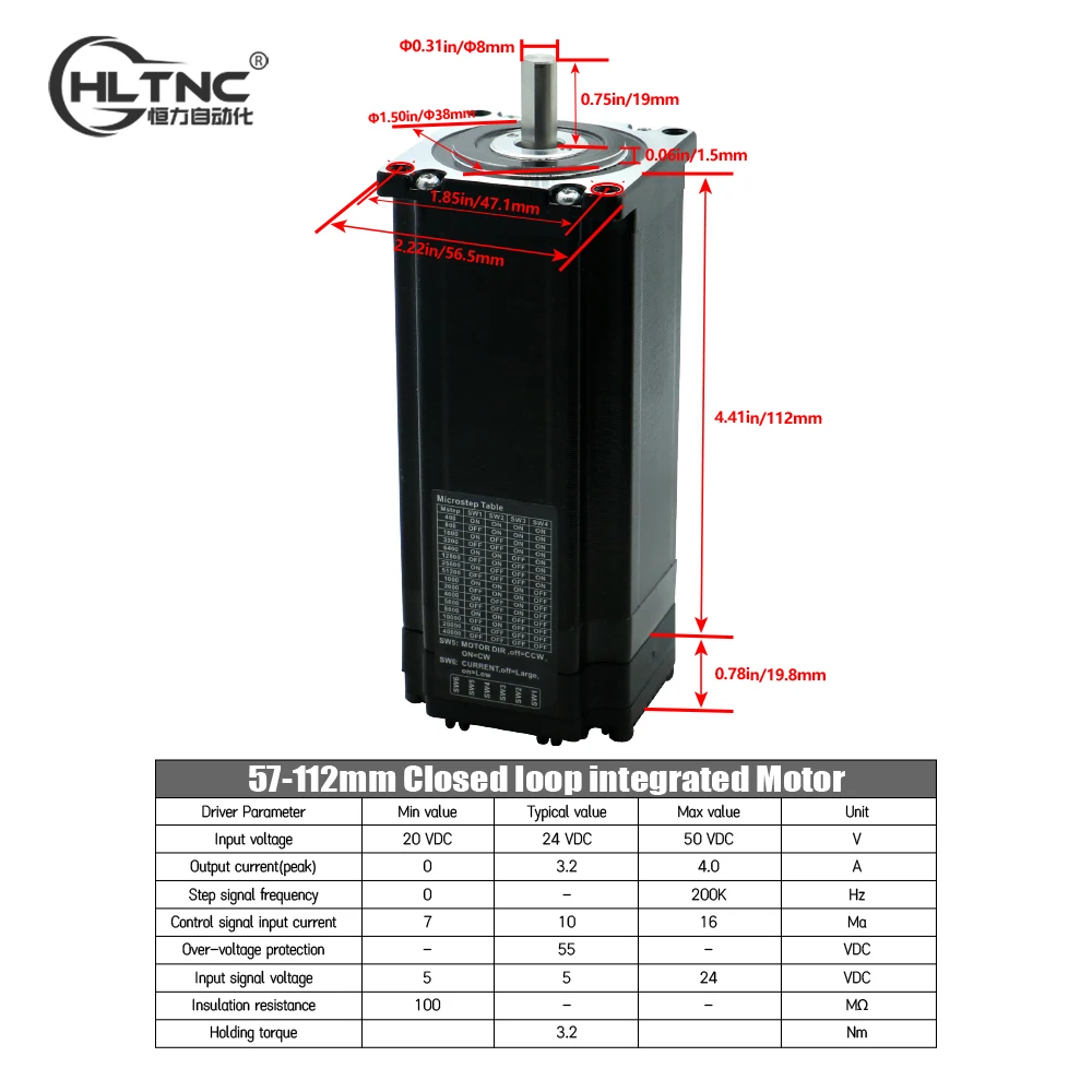 Nema23 Closed Loop Integrated Motor Encoder Hybrid DC Motor 57mm High Performance CNC Machine 8mm Shaft 1.2Nm 2.2Nm 2.8Nm 3.2Nm