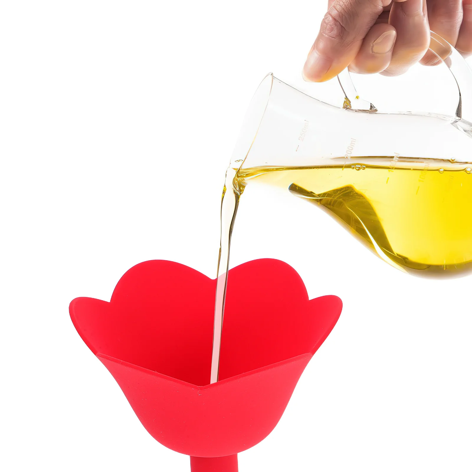 

3Pcs Oil Funnel Silicone Flower Shaped Spill Proof Liquid Transfer Set for Kitchen Cooking Vinegar Soy Sauce Filling Bottles