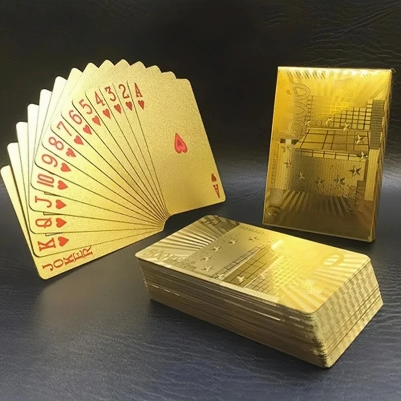 

Tiktok Boom Gold foil poker card European style plastic playing cards waterproof card game props Magic tools washable