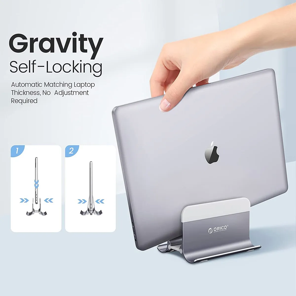 ORICO Aluminum Vertical Laptop Stand Gravity Locking Holder Desktop Notebook Stand Tablet Stand for Storage MacBook Dell Samsung