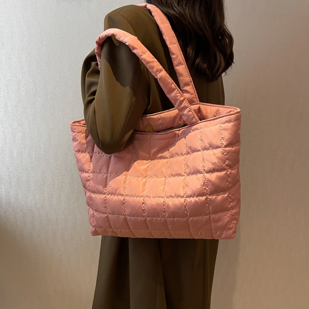 Borsa tote da donna alla moda trapuntata autunno inverno borse con manico superiore modello rombo borsa shopper da donna solida per le vacanze quotidiane