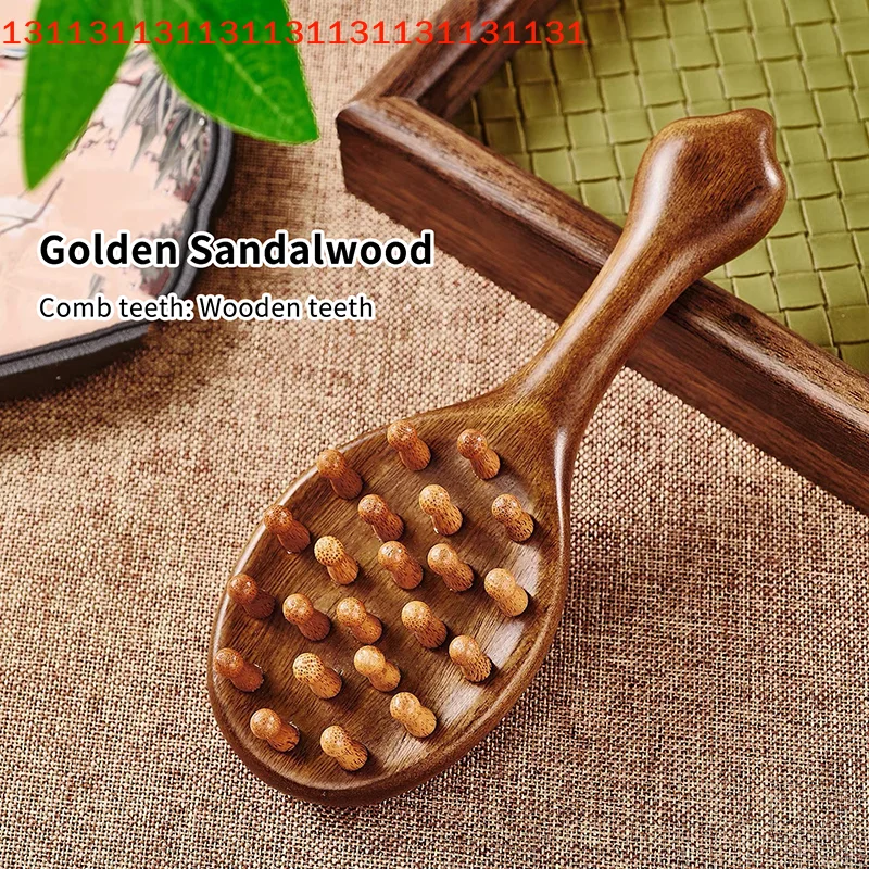 Para cabello largo uso doméstico diente grueso sándalo dorado peine para masaje del cuero cabelludo cepillo de cabeza meridiano multifuncional desenredante