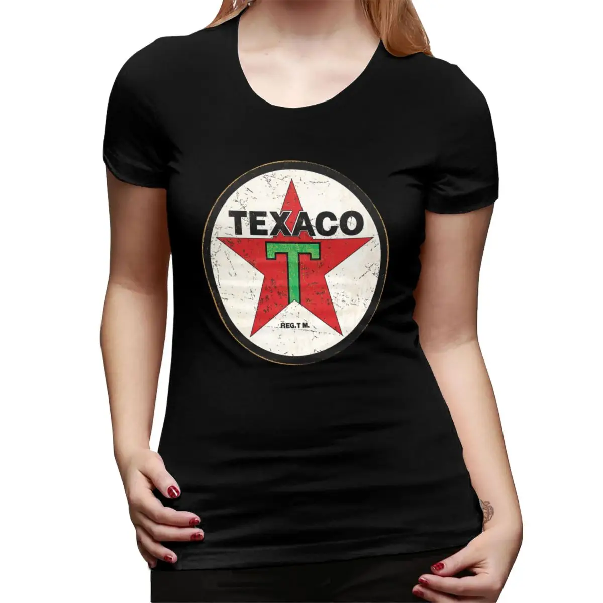 

Женская футболка Texaco с надписью и круглым вырезом, уличная одежда, футболки, женские футболки, короткая летняя одежда, топы