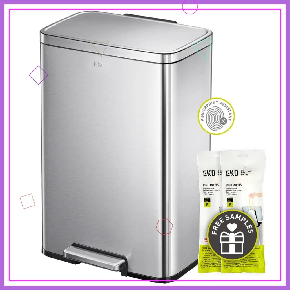 

50 Liter Stainless Steel Step Trash Can with Fingerprint Resistant Finish and Inner Liner
