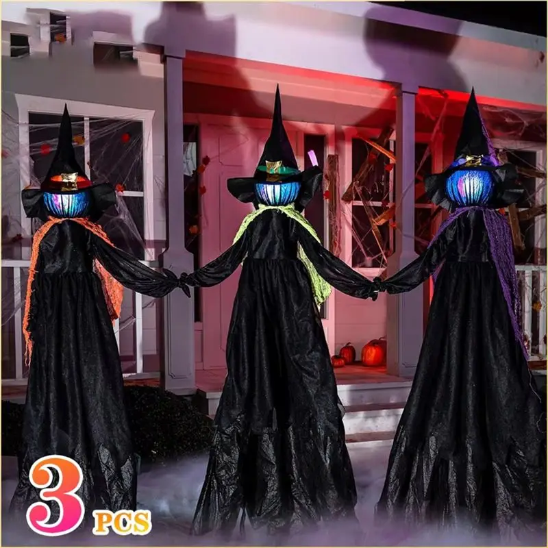 Innovative Halloween Light Up Hand-Holding Witch 1PC Shalloween Colourful Glow Sound-Activated Decoration Prop