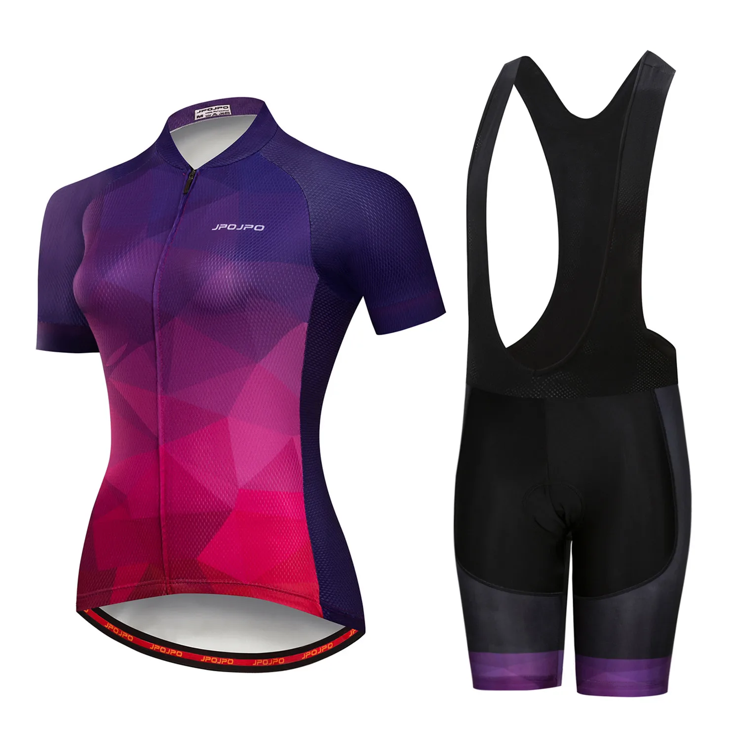 Cycling Jersey Set Women Bike Jersey Bib Shorts Padded Summer Mountain Road MTB Bicycle Top Suit Shirt Clothing Lady Purple Red