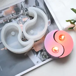 Molde de silicona para velas de Yin Yang, suministros para fabricación de velas hechas a mano de Tai Chi, aromaterapia, joyería de yeso, artesanía de resina