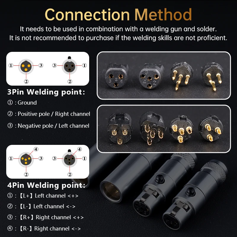 Serost HiFi Audio Mini XLR-Stecker 3/4-polig Audio-Steckverbinder Buchse & Stecker für DIY Mikrofone Kopfhörer Kabel – Detail 3