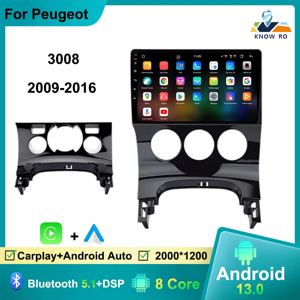 

KNOWRO Автомобильный албанский русский 256 г армянский Финский Азри автомобильный мультимедийный плеер Carplay автомобильный радиоприемник новый список для Peugeot 3008