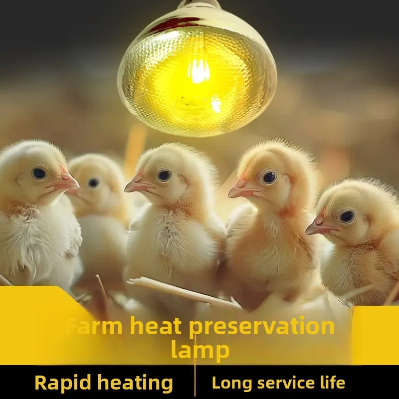 Thickened Animal Husbandry Heat Preservation Lamp Heat Preservation Lamp Infrared Energy-saving Heating Lamp Pig Heating Bulb